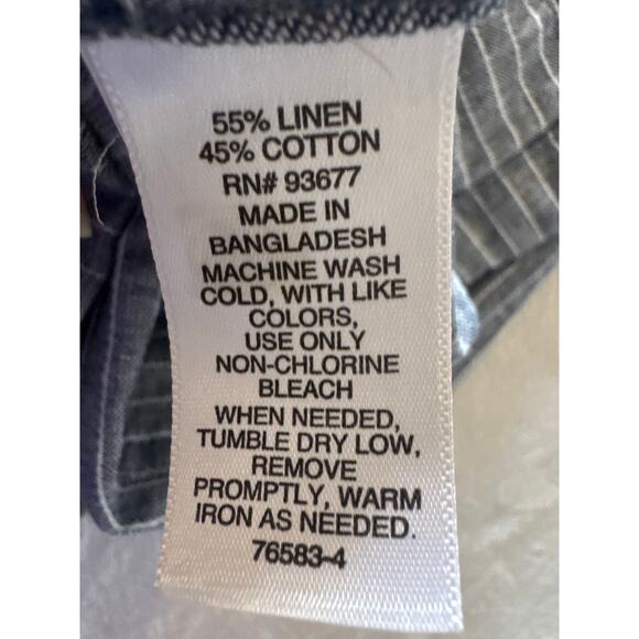 Mutual Weave Men’s Linen Blend Striped Button-Up Shirt XLT Blue Short Sleeve - Picture 7 of 7